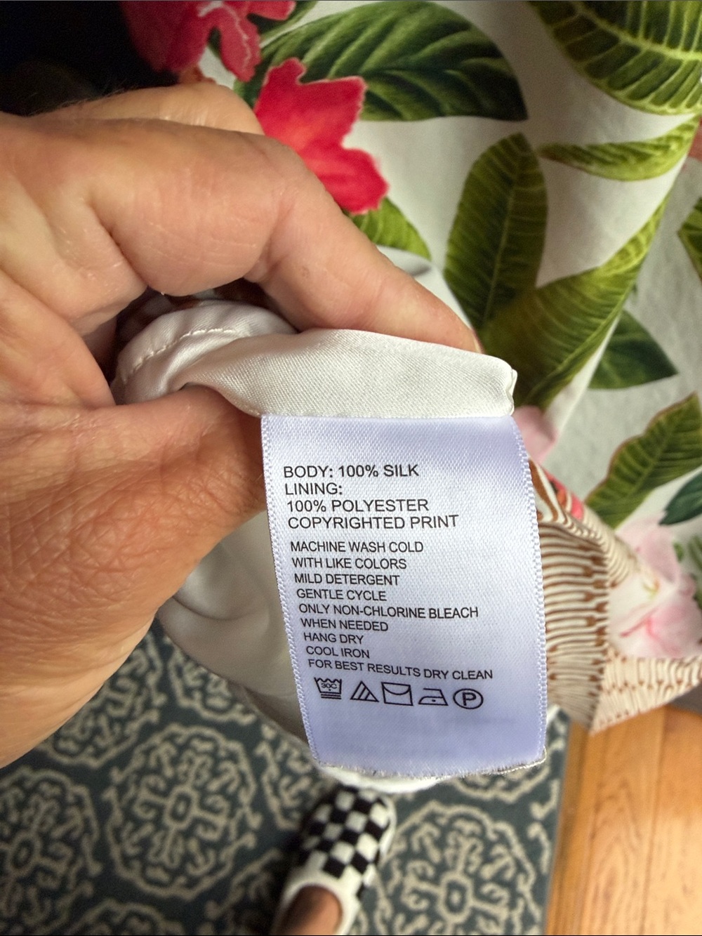Tommy Bahama Cream Dress with Pink Floral & Green Leaves - Picture 4 of 4